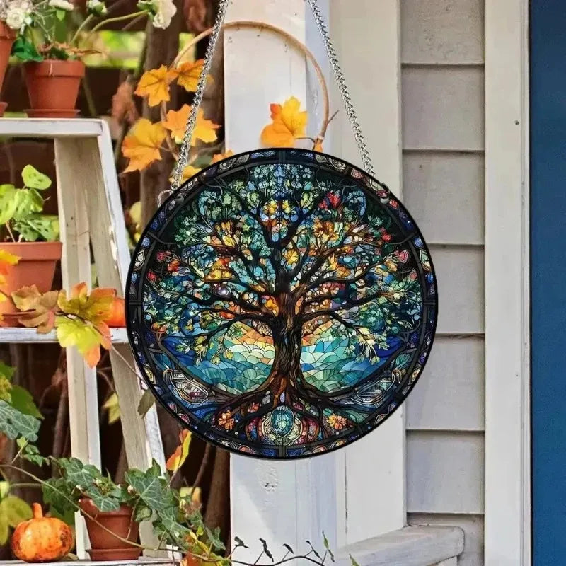 Hand-Painted Acrylic Wall Decor | Round Porch Holiday Decoration, Window Hanging Sign, Seasonal Ornament