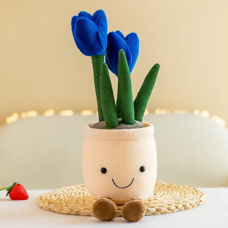 Lifelike Tulip Succulent Plants Plush Stuffed Toys Vrious Potted Flower Cactus Bookshelf Home Living Room Decor For Girl Gift