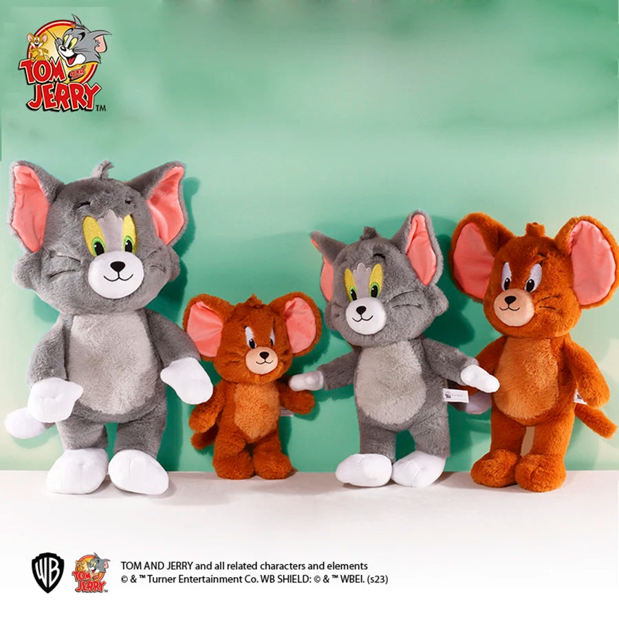 Original 25-45cm Kawaii Deluxe Tom and Jerry Peluches Doll Long Fur Soft Cartoon Stuffed Animal Toy Plush Toys