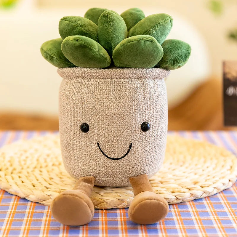 Lifelike Tulip Succulent Plants Plush Stuffed Toys Vrious Potted Flower Cactus Bookshelf Home Living Room Decor For Girl Gift