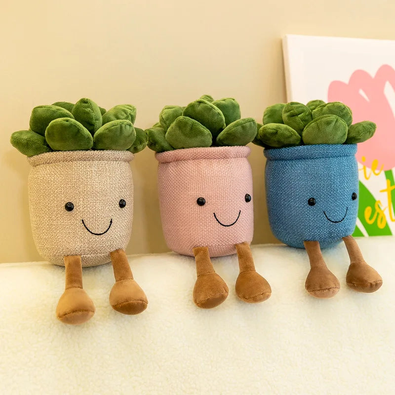 Lifelike Tulip Succulent Plants Plush Stuffed Toys Vrious Potted Flower Cactus Bookshelf Home Living Room Decor For Girl Gift