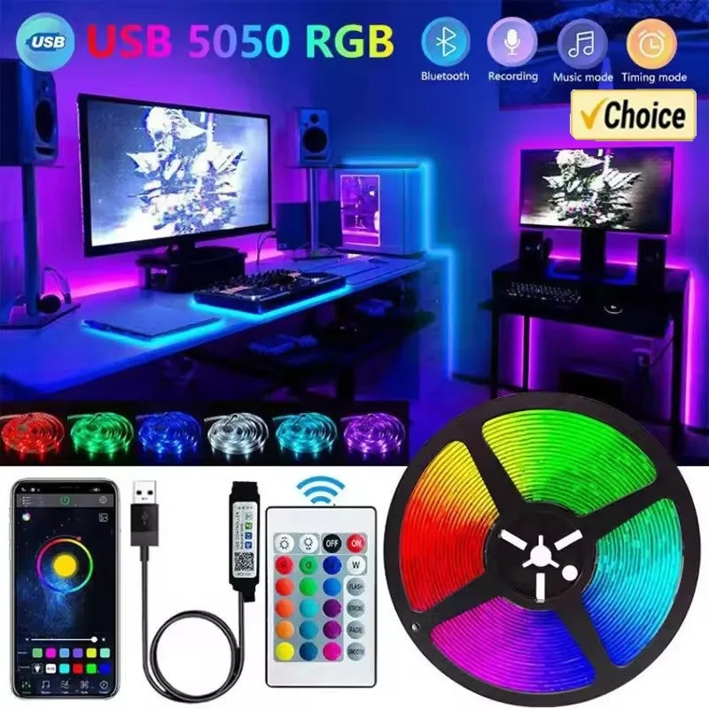 USB LED Strip Lights APP Control Color Changing 5050 RGB Led Light Flexible Lamp Tape for Room Decoration TV Backlight Diode