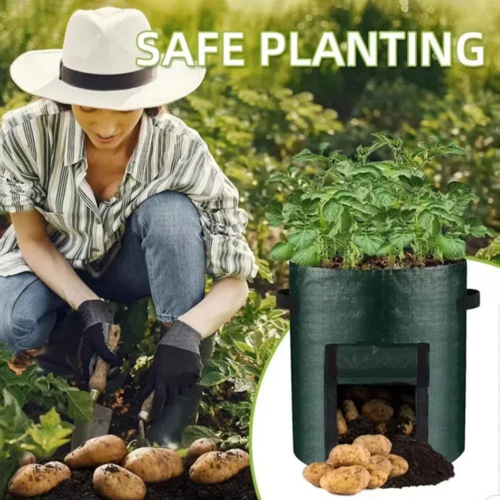 Potato Planting Bags, Round Dark Green Breathable Plant Horticultural Seedling Bags, Vegetable Planting Buckets, Meizhi Bags
