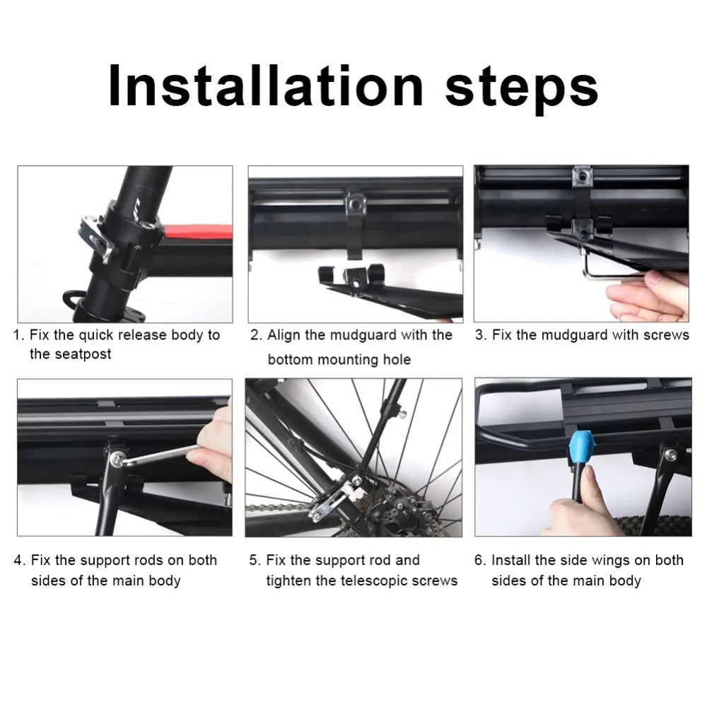 Quick Release Adjustable Bike Bicycle Cargo Rack Bike Rear Rack MTB Road Bicycle Bike Cargo Luggage Carrier Rack with Mudguard
