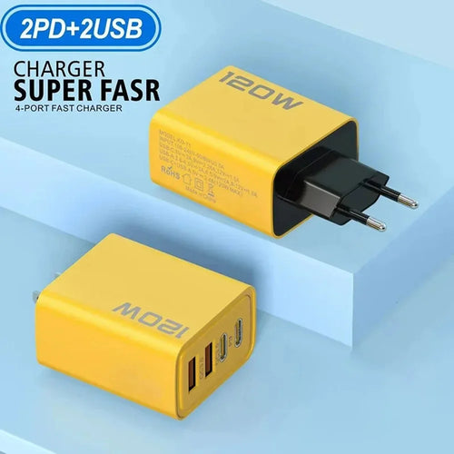 120W USB Type C Charger Mobile Phone Fast Charger Adapter For iPhone Samsung Xiaomi Quick Charge 3.0 EU/US/UK Plug Wall Charger