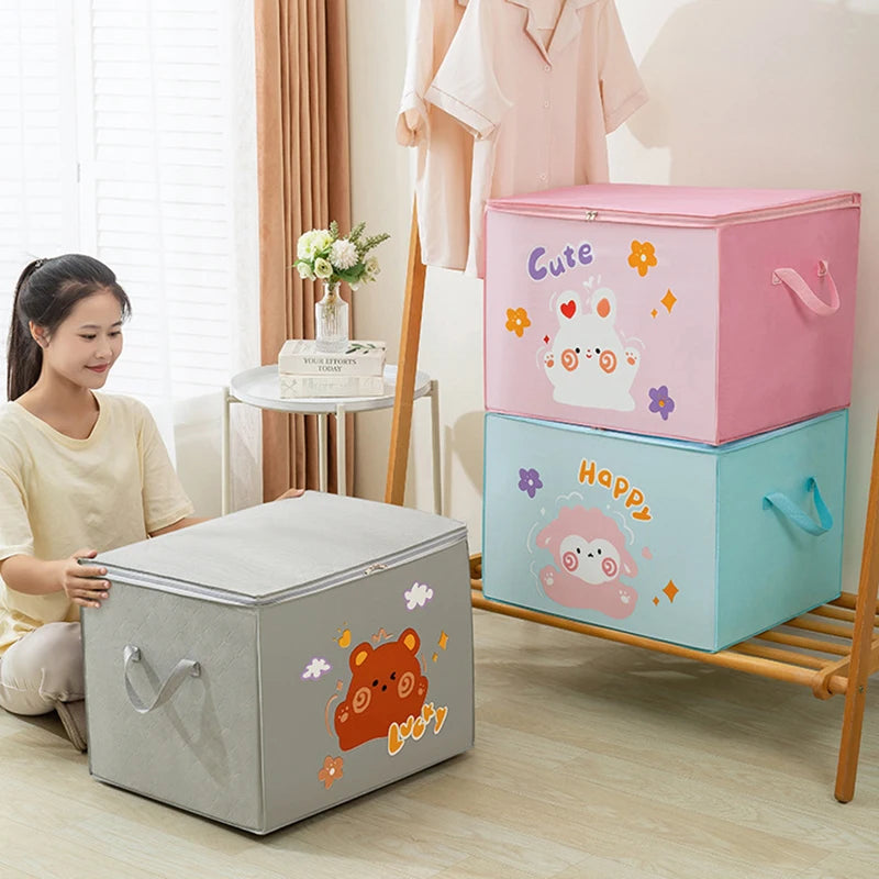 Cube Folding Toys Storage Box Kids Toys Organizer Box Felt Cloth Fabric Storage Basket For Cartoon Animal Nursery Toy Bins Home
