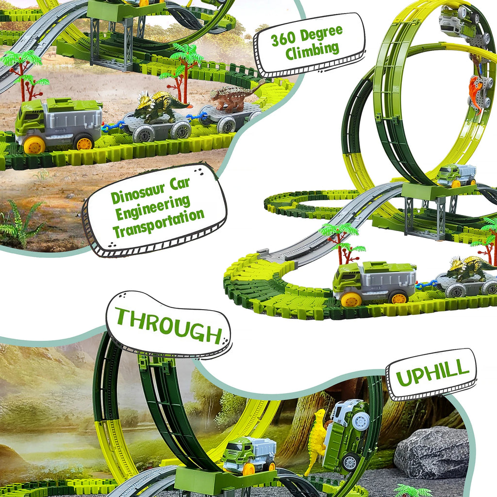 Children Electric Track Toy Car Dinosaur Car Kids Educational Toys Track Car Train Toys for Children Birthday Gift
