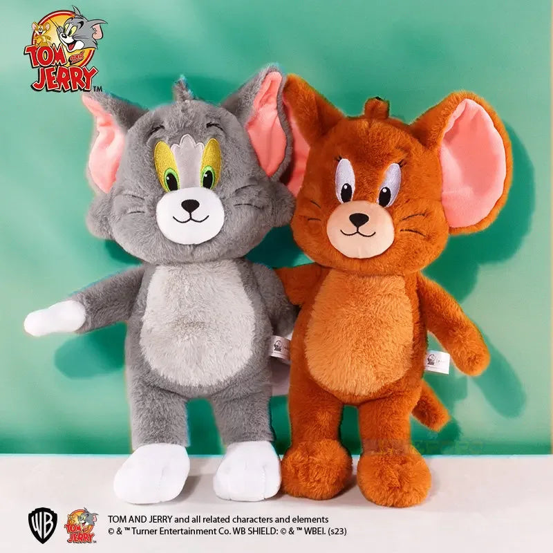 Original 25-45cm Kawaii Deluxe Tom and Jerry Peluches Doll Long Fur Soft Cartoon Stuffed Animal Toy Plush Toys