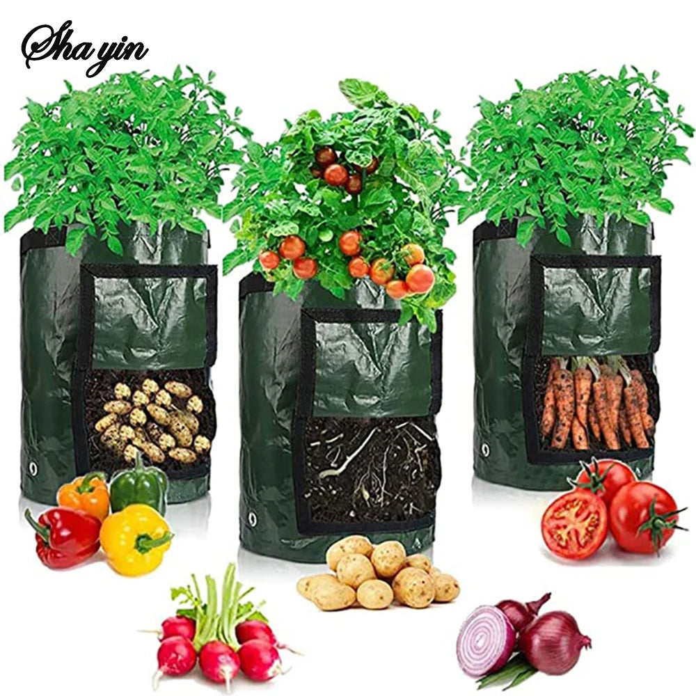 Potato Planting Bags, Round Dark Green Breathable Plant Horticultural Seedling Bags, Vegetable Planting Buckets, Meizhi Bags