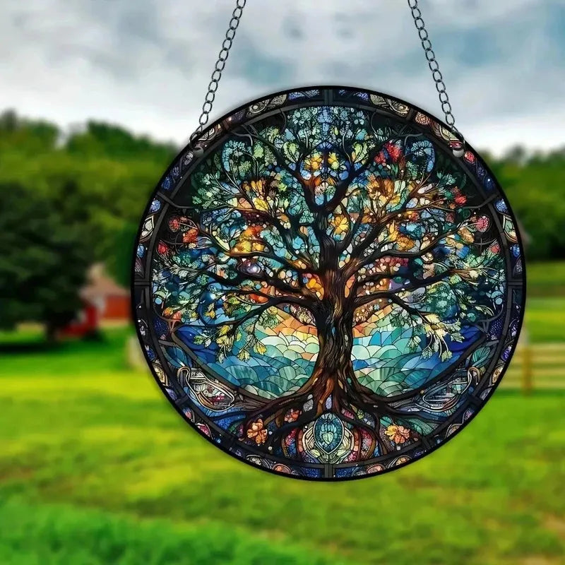 Hand-Painted Acrylic Wall Decor | Round Porch Holiday Decoration, Window Hanging Sign, Seasonal Ornament