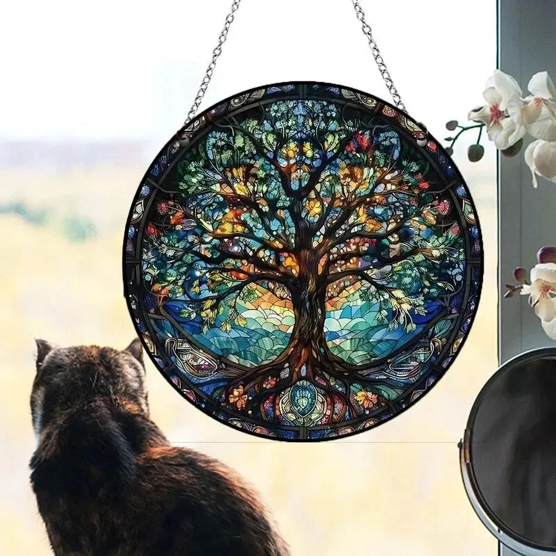 Hand-Painted Acrylic Wall Decor | Round Porch Holiday Decoration, Window Hanging Sign, Seasonal Ornament