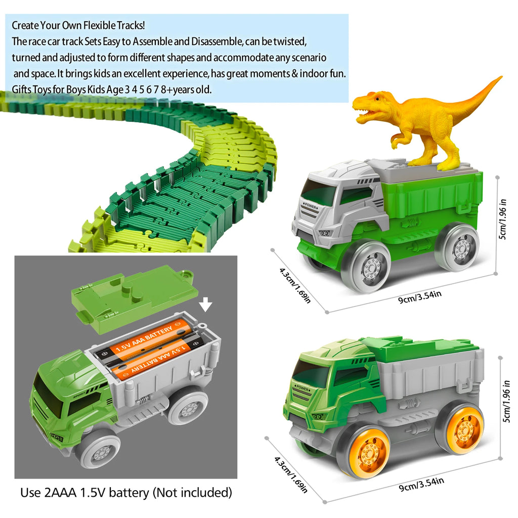 Children Electric Track Toy Car Dinosaur Car Kids Educational Toys Track Car Train Toys for Children Birthday Gift