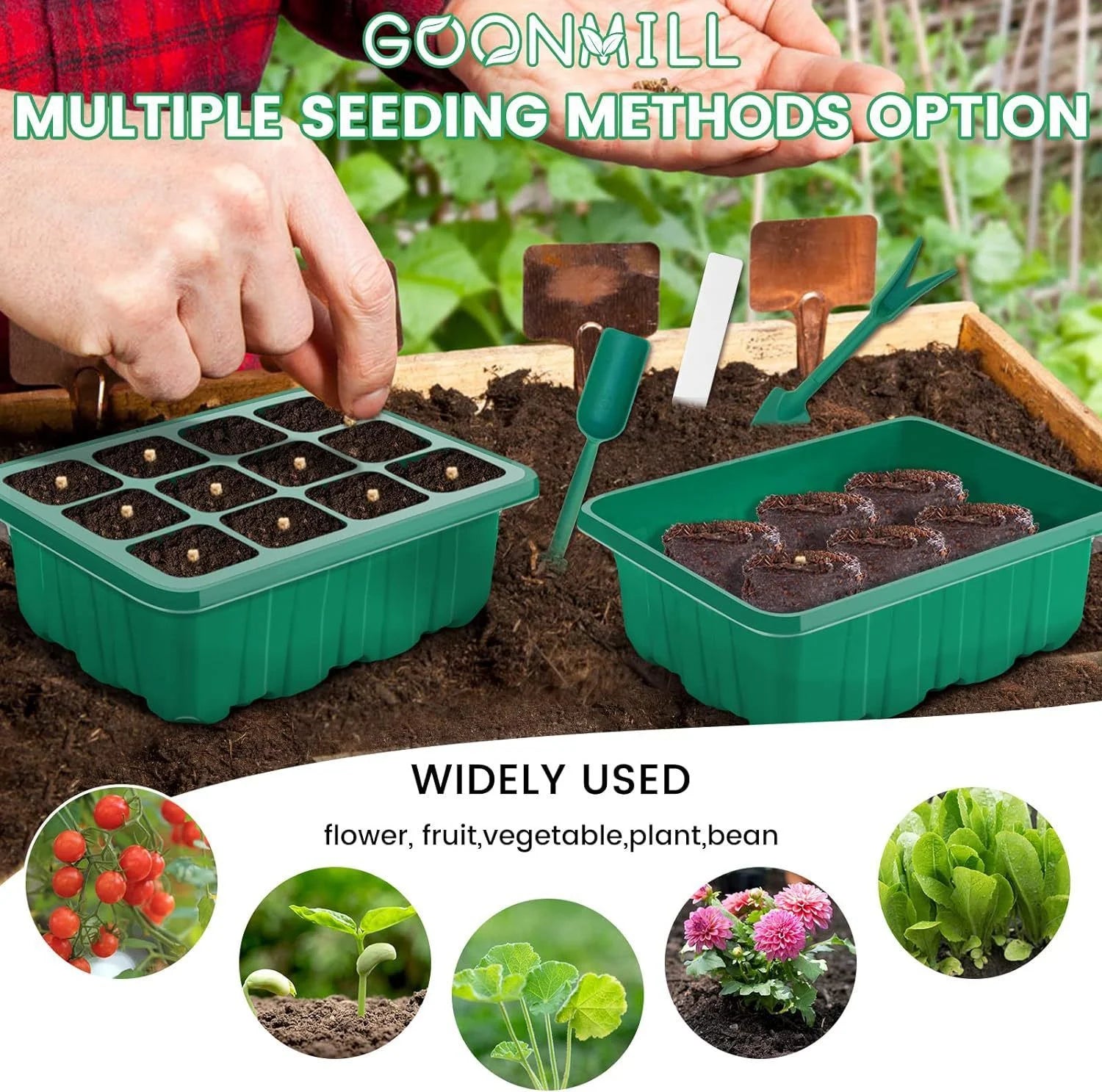 Home Seed Starter Tray with Grow Light 2 Seed Germination Kits Dome Adjustable Humidity Seedling Tray for Gardening