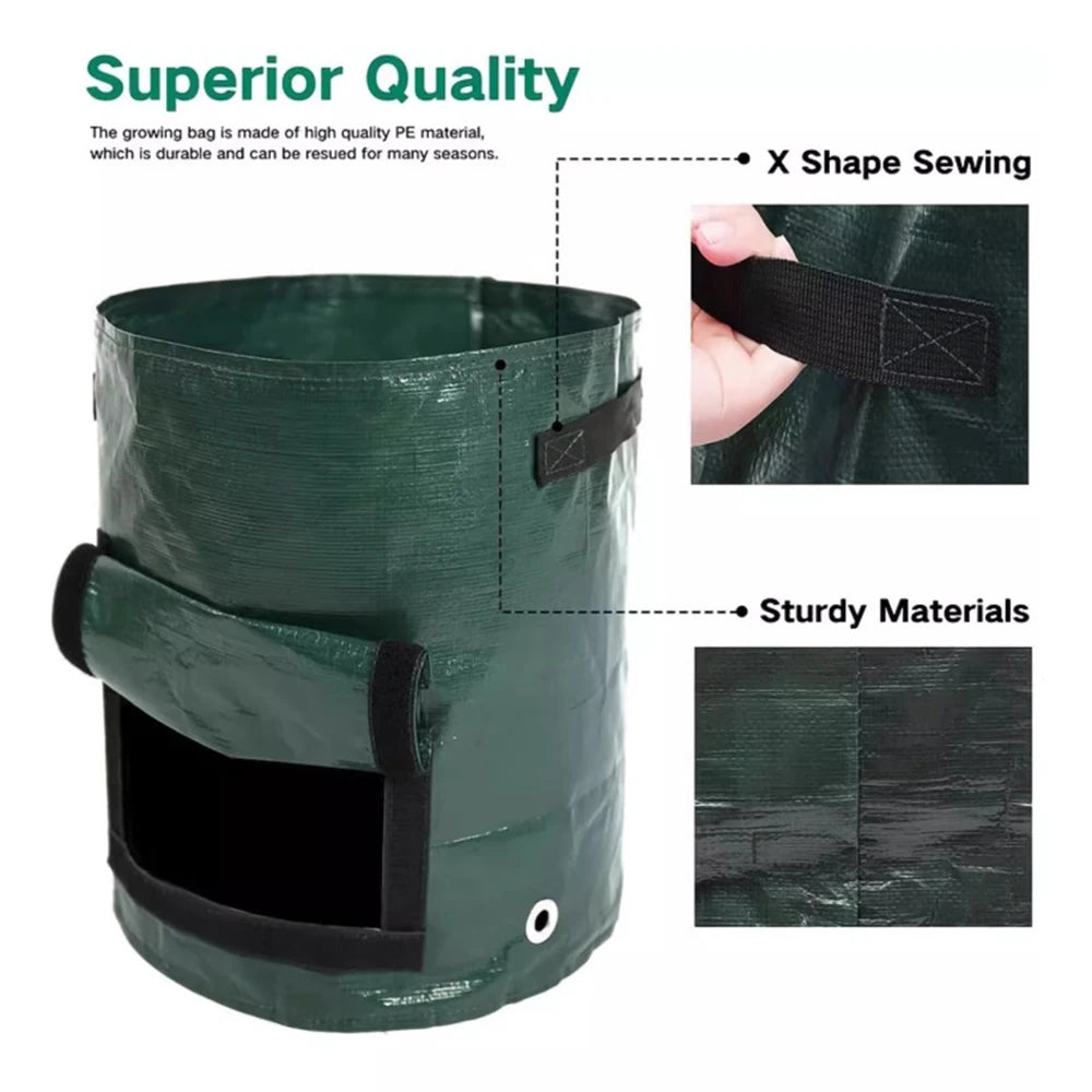 Potato Planting Bags, Round Dark Green Breathable Plant Horticultural Seedling Bags, Vegetable Planting Buckets, Meizhi Bags
