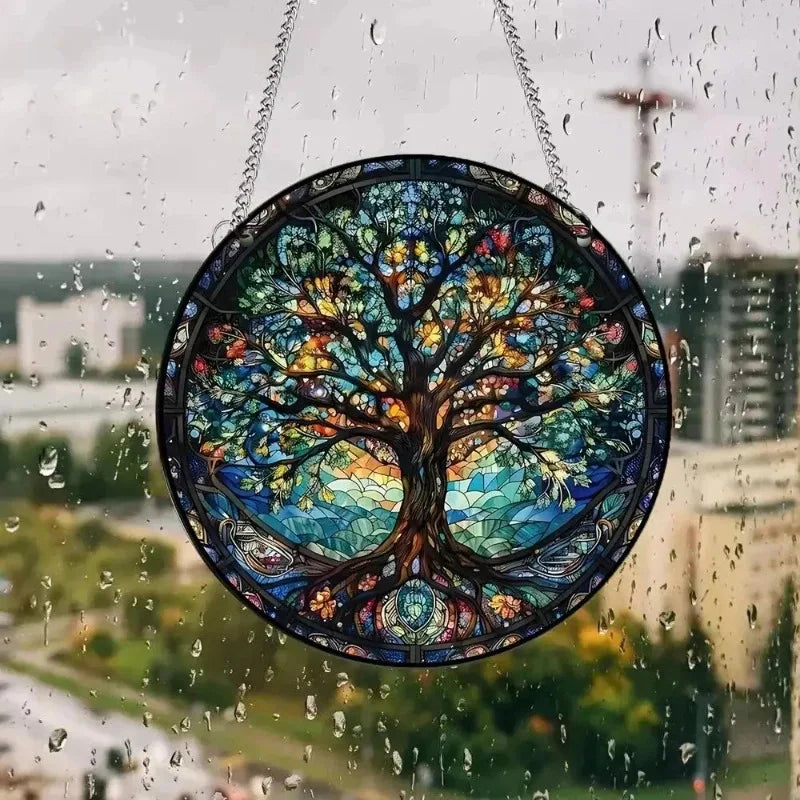 Hand-Painted Acrylic Wall Decor | Round Porch Holiday Decoration, Window Hanging Sign, Seasonal Ornament