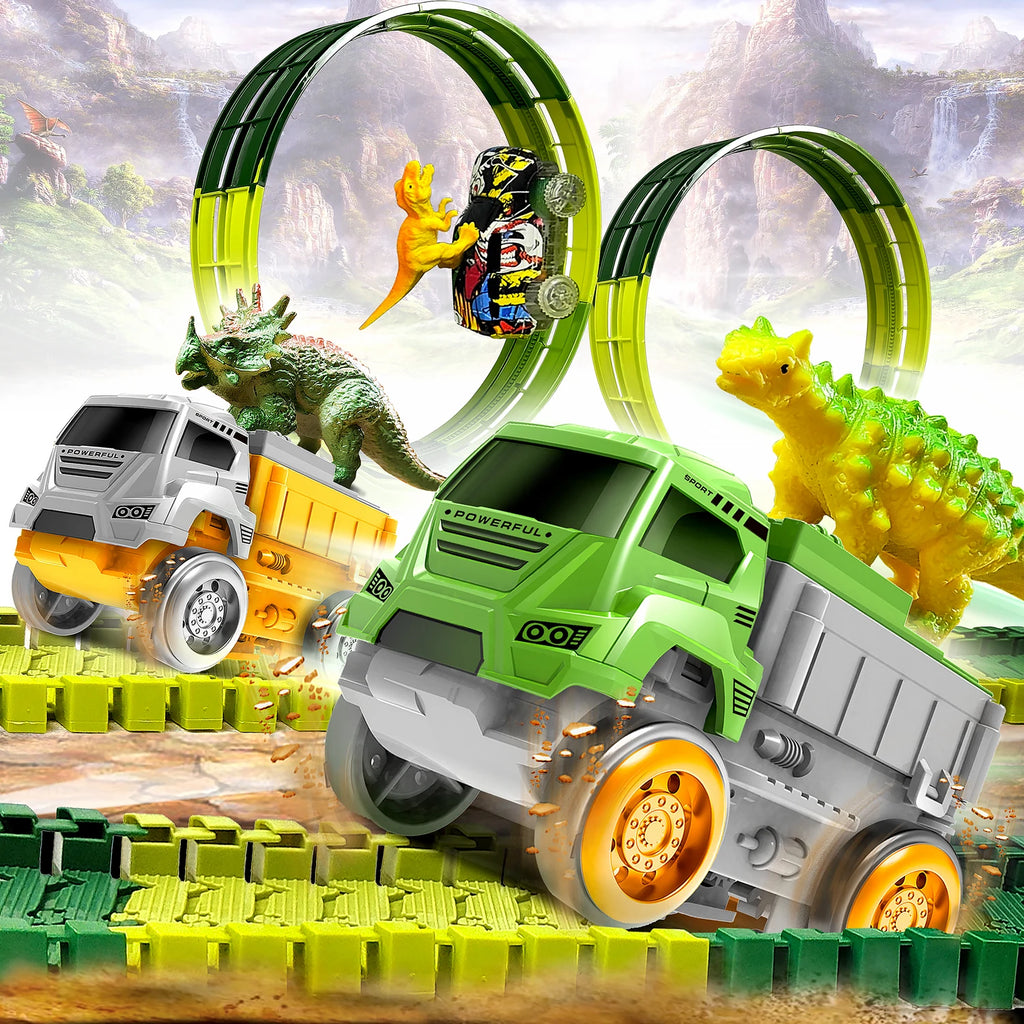 Children Electric Track Toy Car Dinosaur Car Kids Educational Toys Track Car Train Toys for Children Birthday Gift