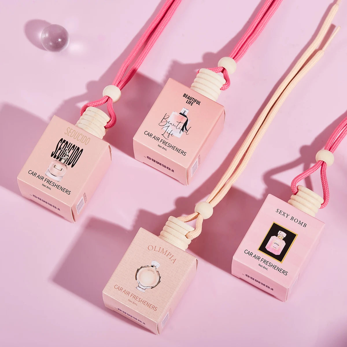 Pink car fragrance car interior accessories, perfume pendant car supplies, fresh air car fragrance