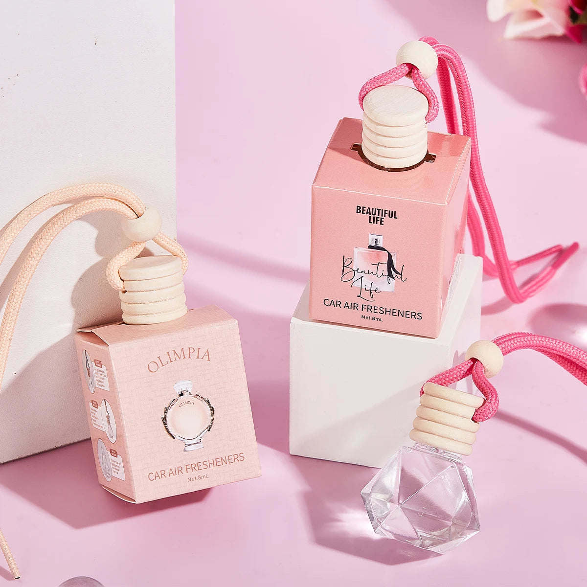 Pink car fragrance car interior accessories, perfume pendant car supplies, fresh air car fragrance