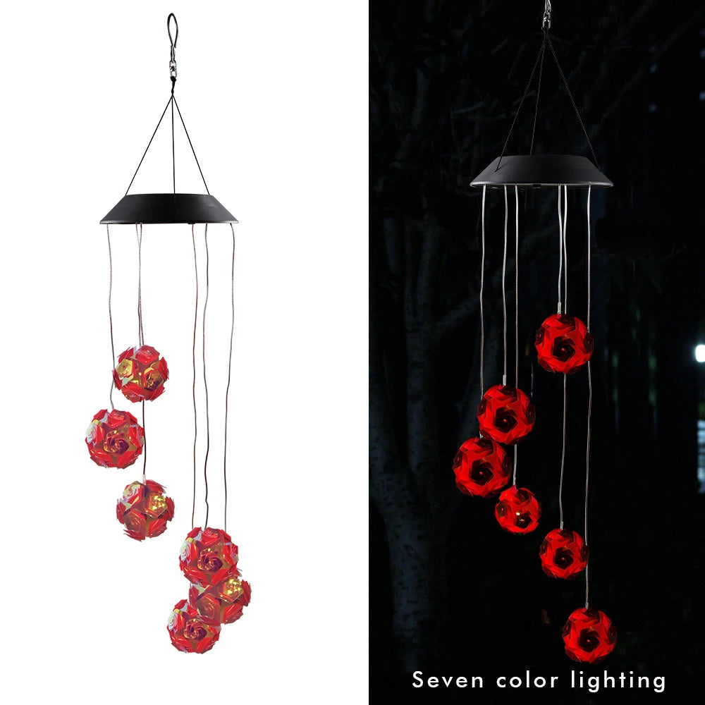 Solar Laser Wind Chime Lights Solar Powered Disco Ball Lamp Landscape Courtyard Lights Waterproof Outdoor Decorative Lamp